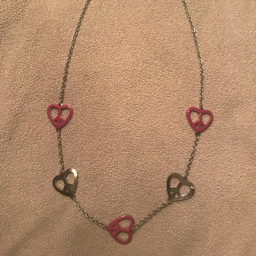 Peace Sign Heart Necklace